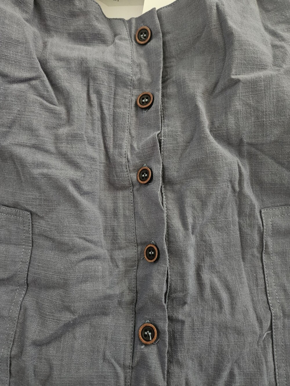 NWT Viral Amazon Free People Inspired Large Linen Overalls Jumpsuit Buttons Blue - Picture 5 of 9
